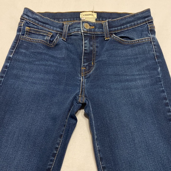 L’AGENCE “Brigitte” Skinny Mid-Rise Jeans Blue Denim Dark Wash Size 27” x 28” - Picture 3 of 15